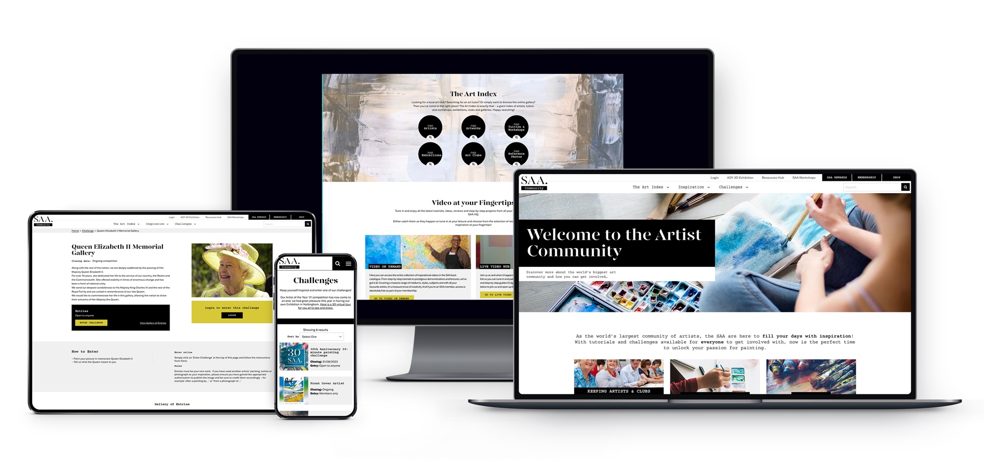 The SAA community website on various devices