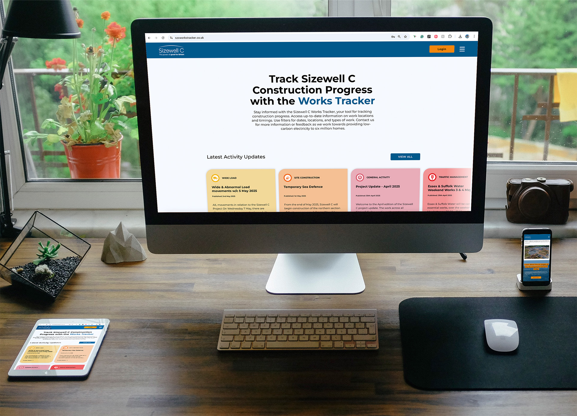Sizewell C Works Tracker homepage on Mac