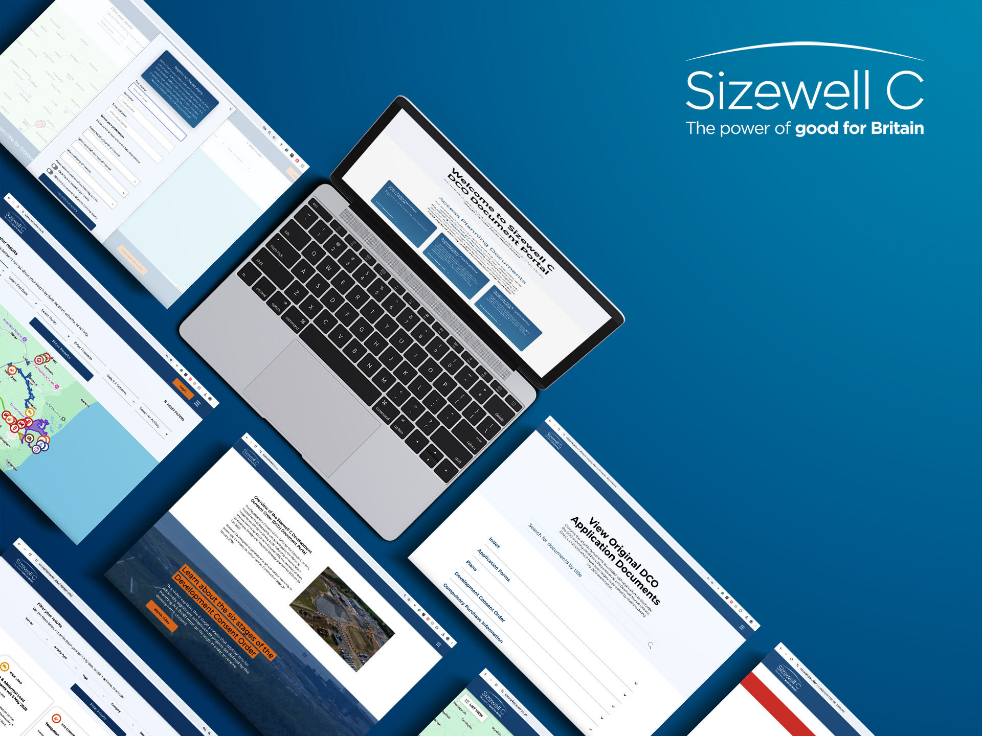 SZC Works Tracker and DCO Document Portal on various screens