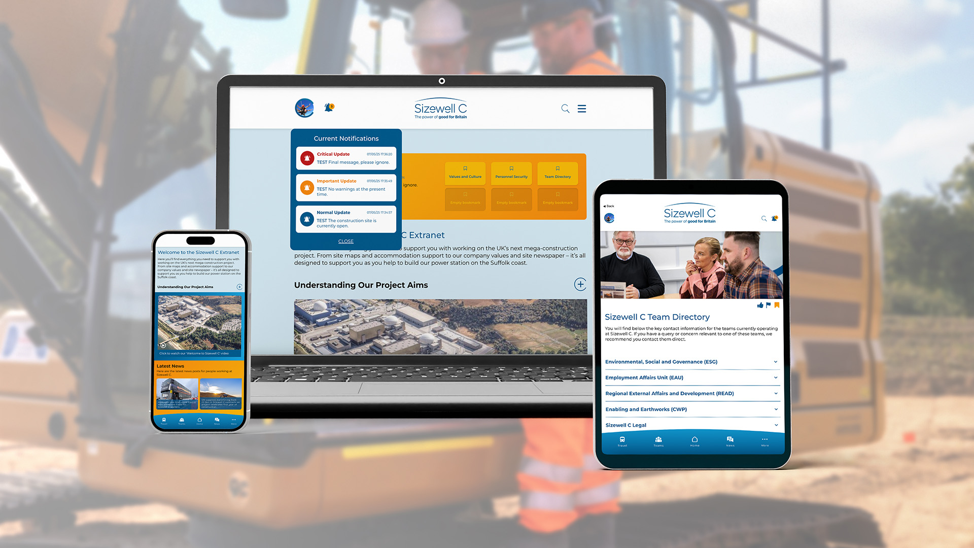 Sizewell C Extranet on different screens