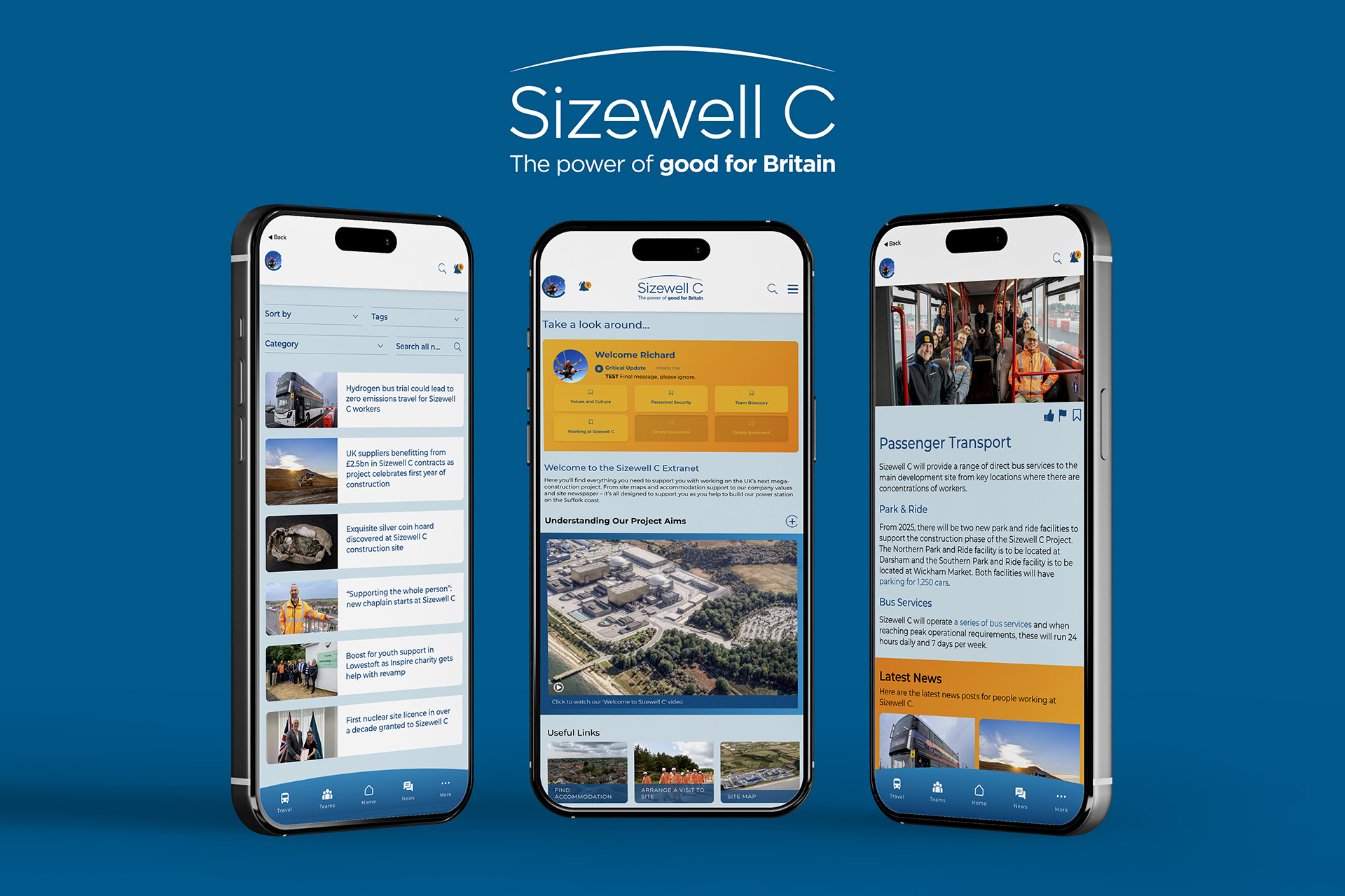 TeamSZC extranet PWA on smartphone screens