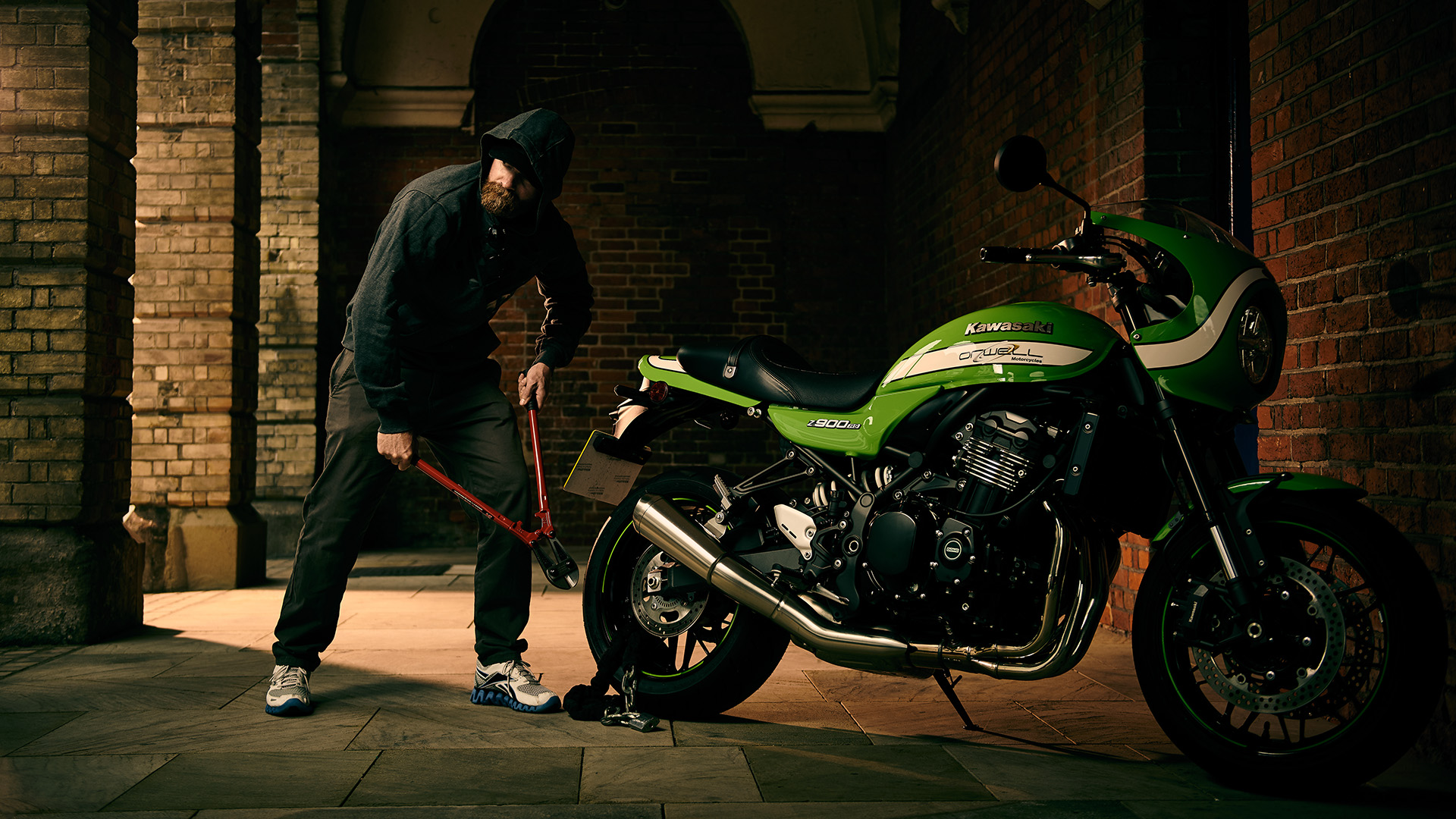 Motorbike theft in progress