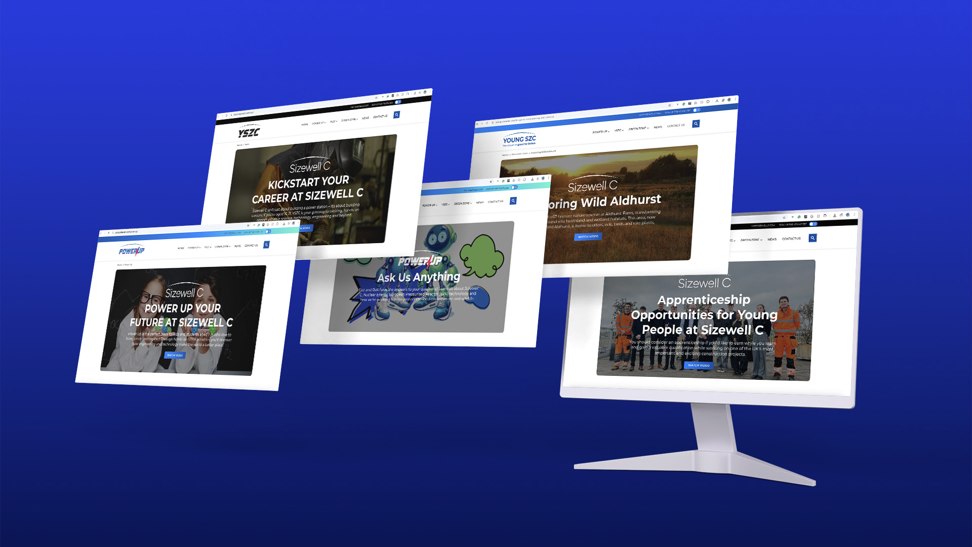 Young SZC website on desktop screens